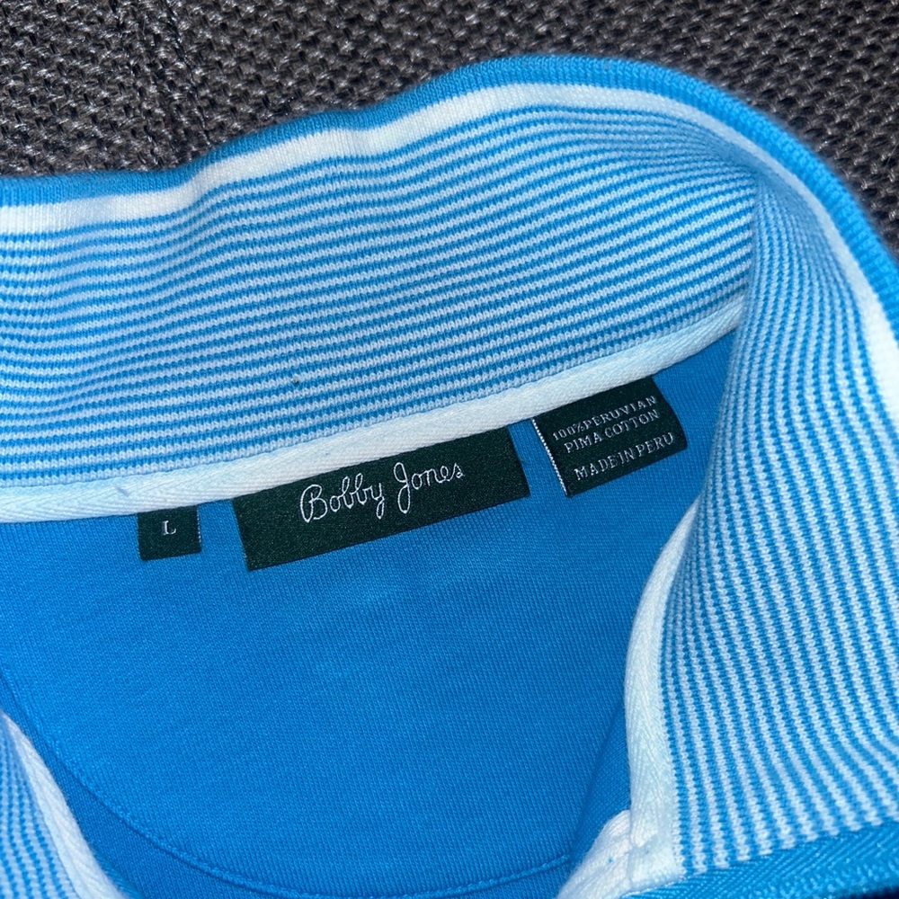 Bobby Jones Blue Quarter-Zip Pullover Sweater Large - Picture 3 of 5